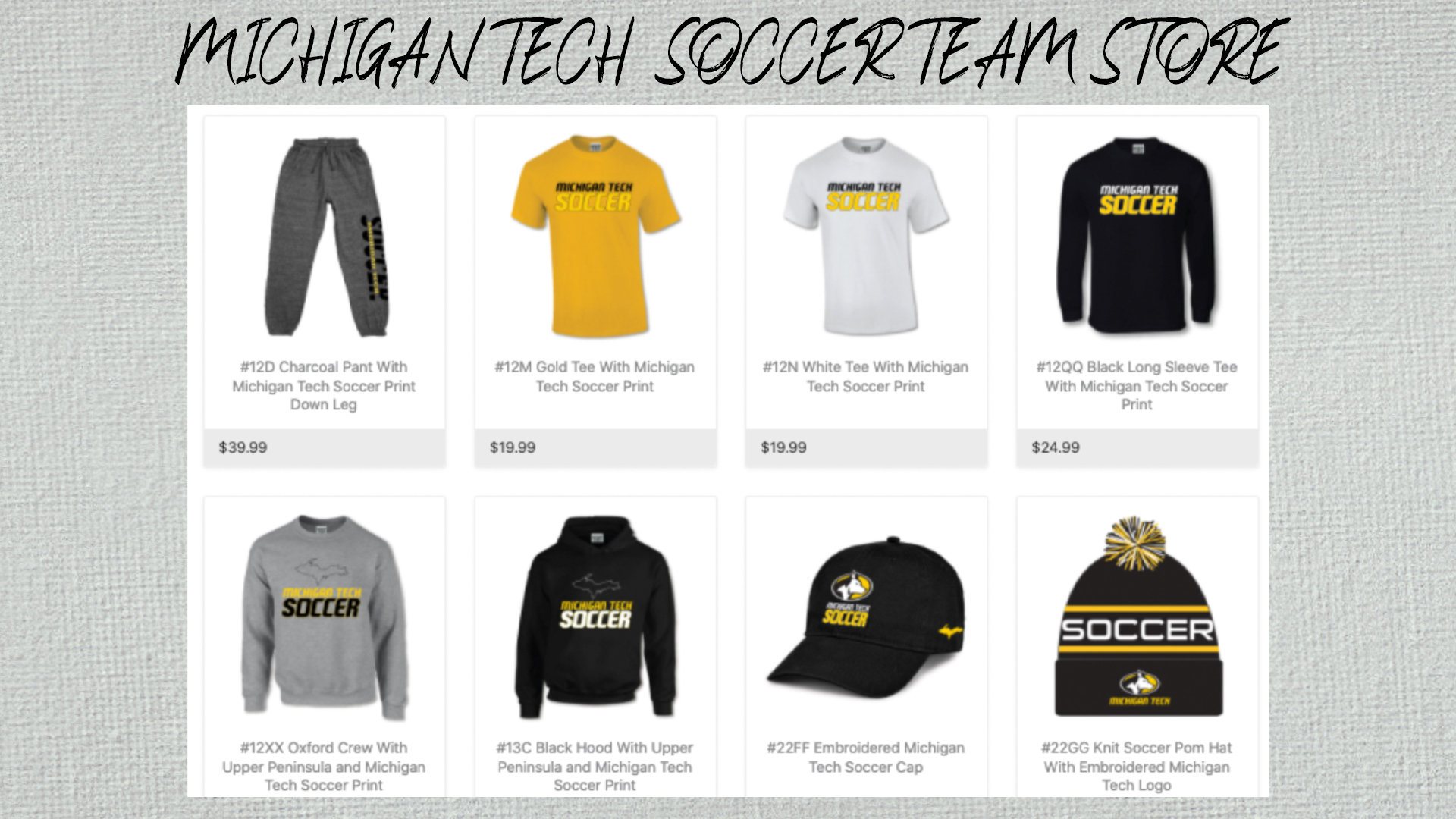 Michigan Tech Soccer Team Shop Now Open